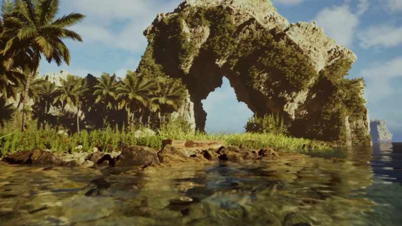 Landskap skapat med Unreal Engine 5.6 - Ett landskap jag skapade med Unreal Engine. Lite klippor, träd och vatten.